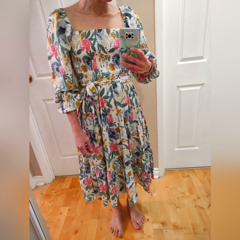 Summer dress, Simplee, size S, flower print pale colors